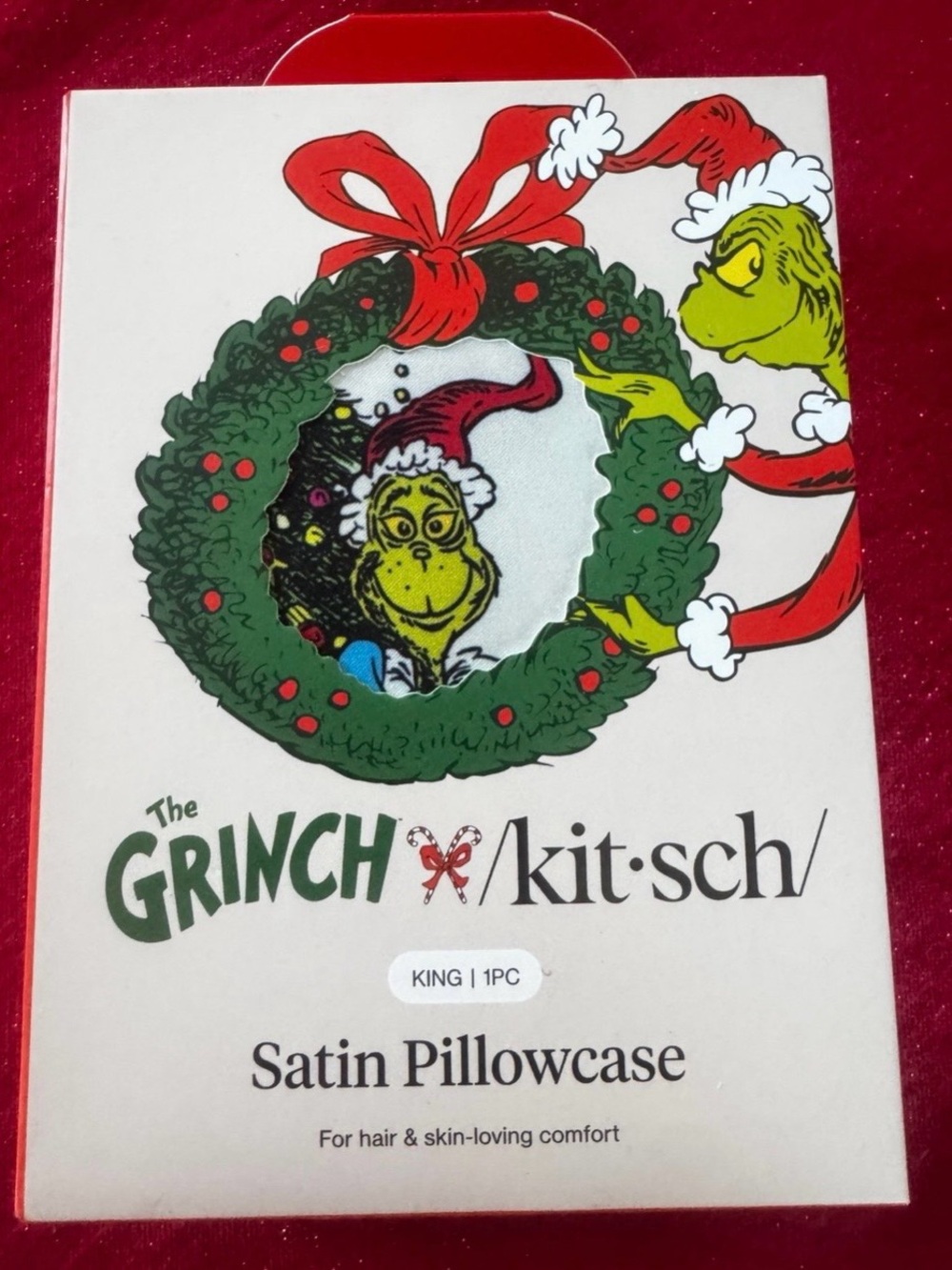New Kitsch Grinch Who Stole Christmas King Size Satin Pillowcase Whoville